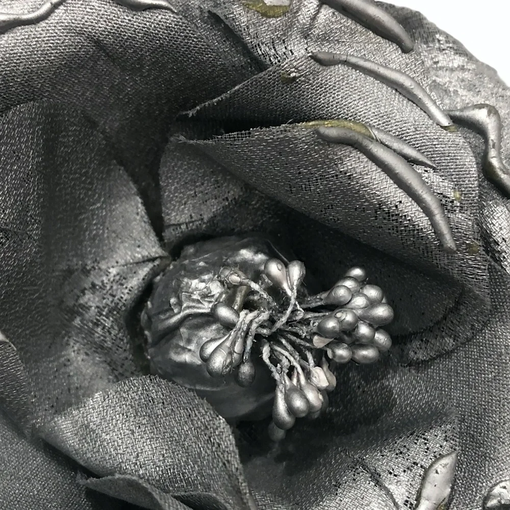 VINTAGE LARGE SILVER FABRIC BROOCH